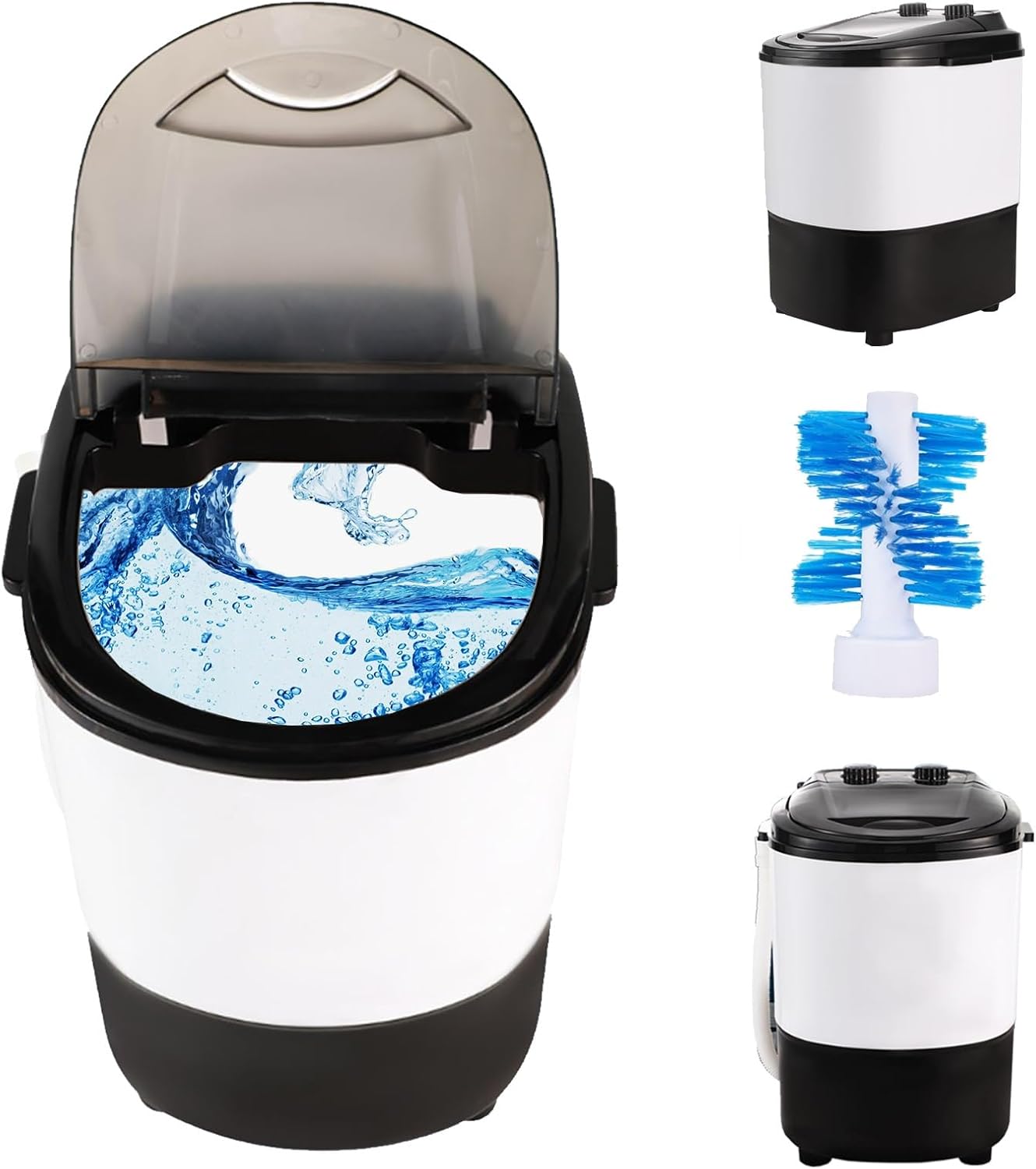 Portable Mini Washing Machine with Spin Dryer, Combo Compact Laundry Washer with Rotary Timer Controller for Home, Dorm, Apartment, RV, Travel, Outdoor