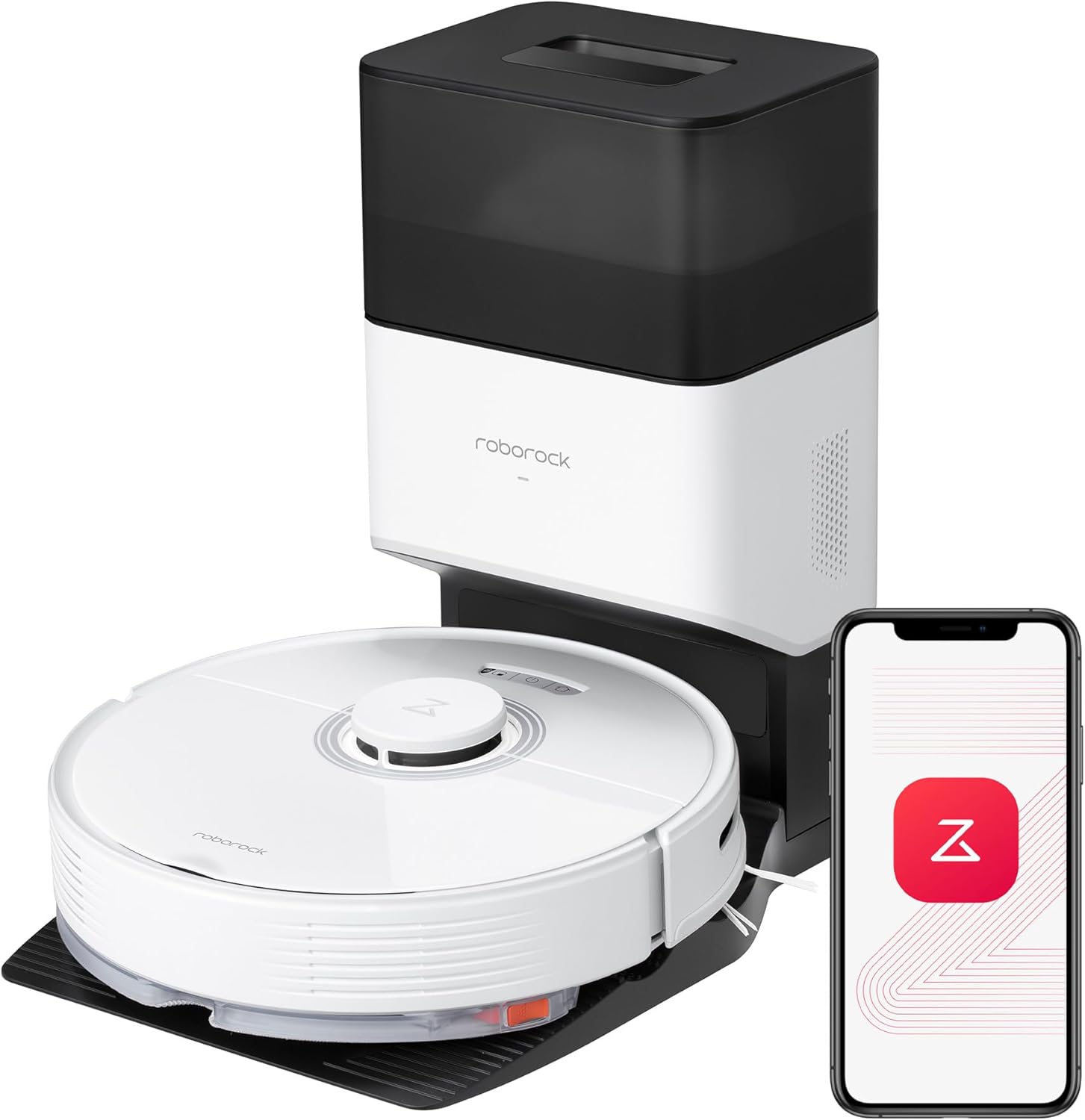 roborock Q7 Max+ Robot Vacuum and Mop with Auto-Empty Dock Pure, Hands-Free Cleaning for up to 7 Weeks, APP-Controlled Mopping, 4200Pa Suction, No-Mop&No-Go Zones, 180mins Runtime(Renewed)