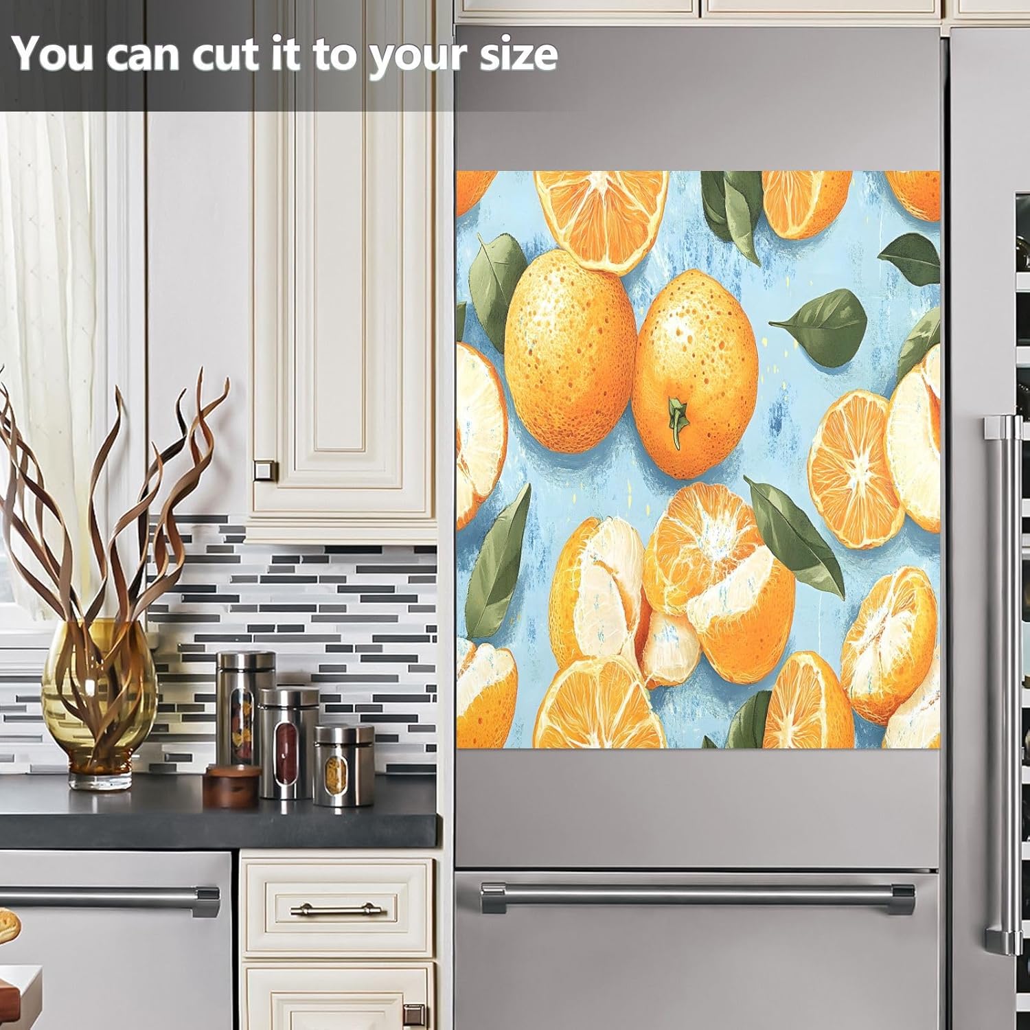 Dishwasher Magnet Cover Large Magnetic Stickers Orange Pattern Front Dishwasher Cover Reusable Decal for Home Kitchen Anti-Scratch Refrigerator Decorative Lid Washing Machine Laundry 23