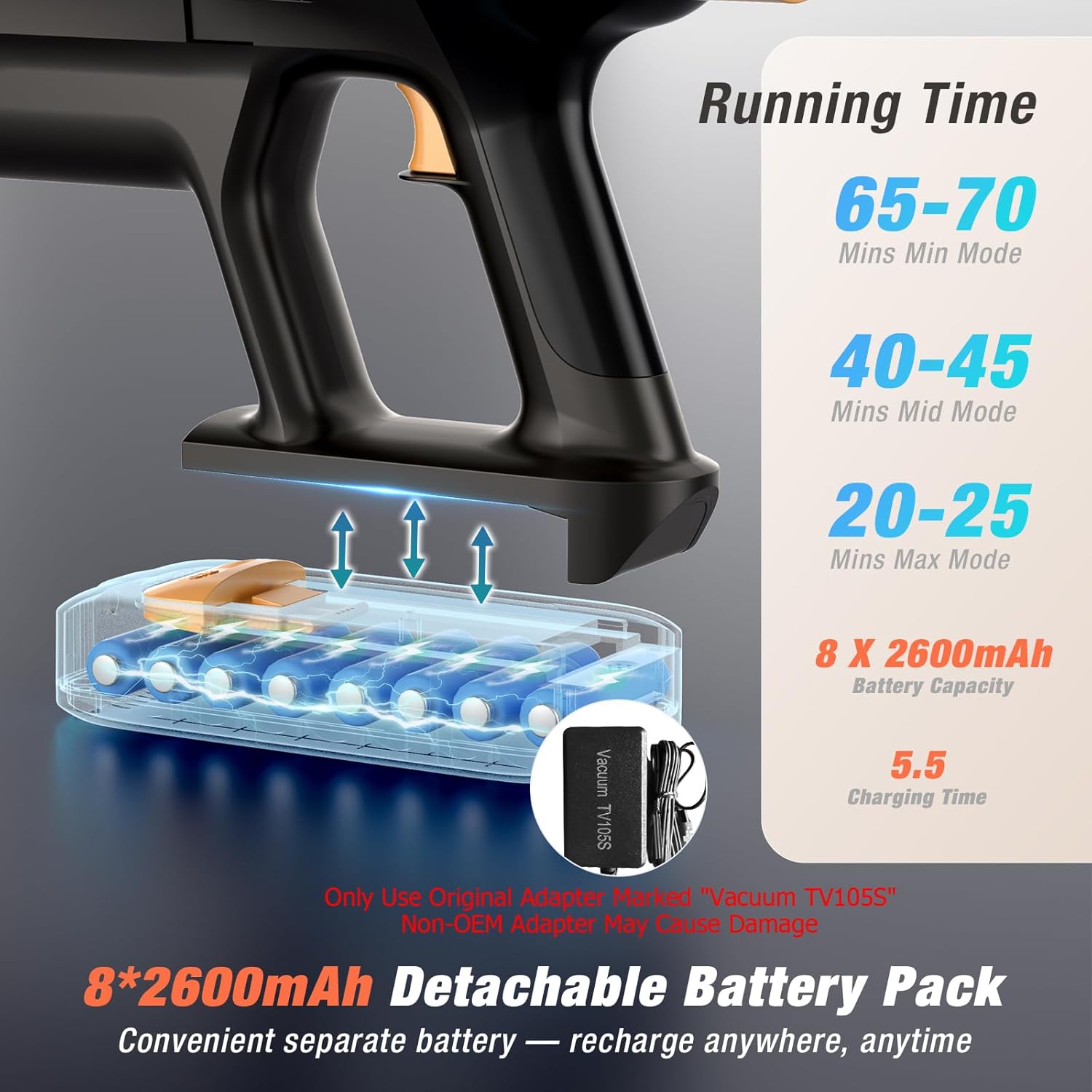 Cordless Vacuum Cleaner, 580W 48KPA 70 Mins Vacuum Cleaners for Home, Self-Standing Stick Vacuum with Touch Screen, Wall Mount Charge, Ultra High-Power Brush for Pet Hair/Plush Carpet/All Floor