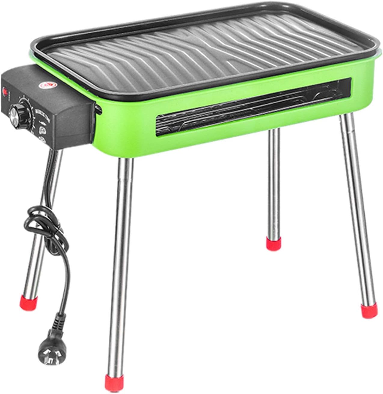 Barbecue Grill/Charcoal Grill Indoor Outdoor Electric Carbon Barbecue Grill Electric BBQ Smokeless Grill with Legs 1800W Adjustable Thermostat Removable Washable Plates, 18.5