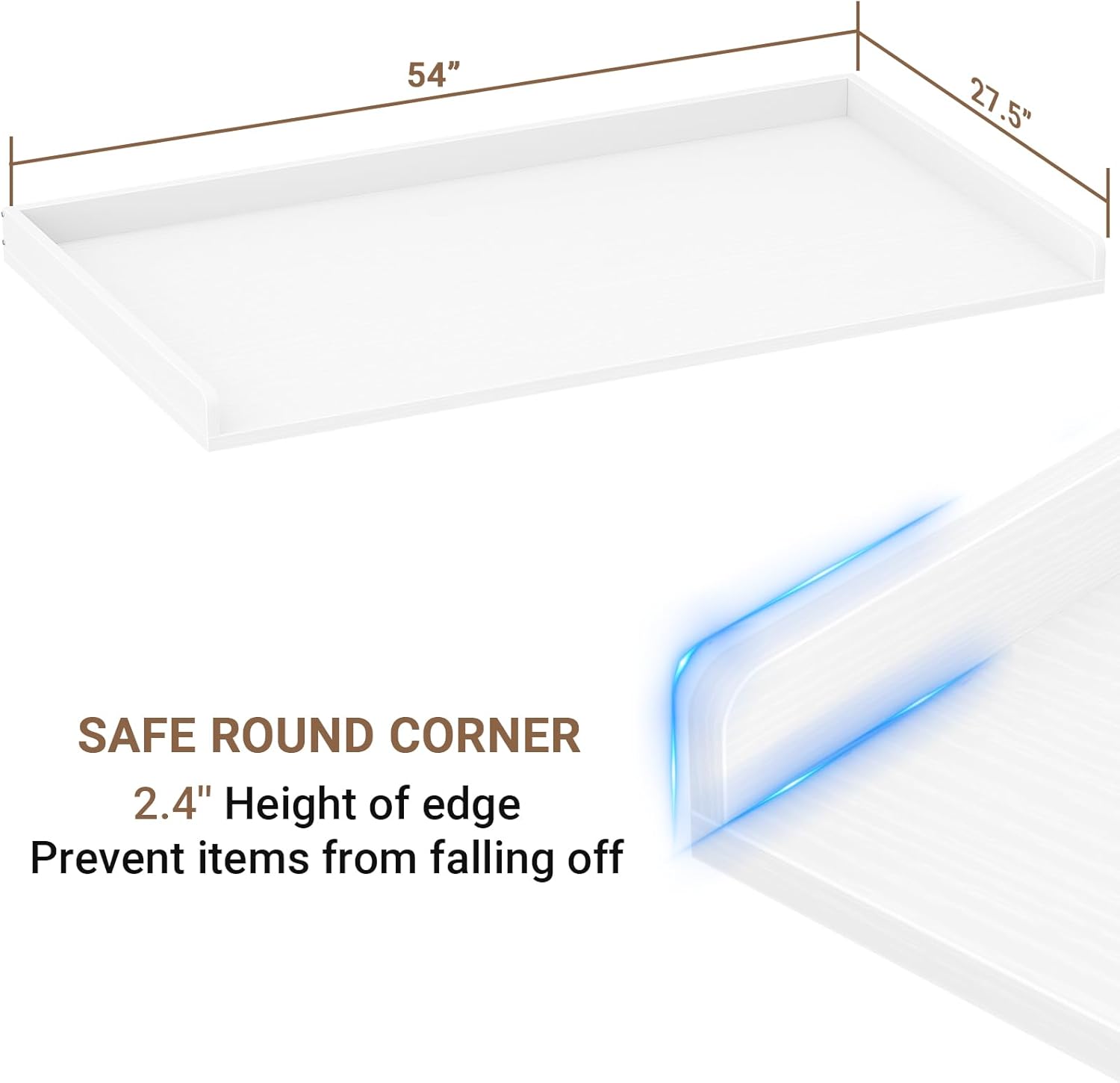 Aheaplus Washer and Dryer Countertop, Laundry Room Organization with Non-Slip Pads, Wood Shelf Topper with Round Corner Edge Rails, Folding Organizer for Laundry, 54