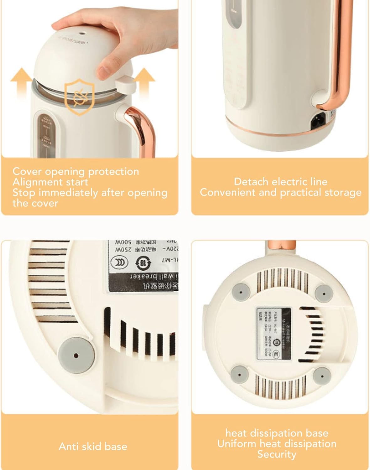 Yctze Soy Milk Maker, Soy Milk Maker Automatic High Speed Blender Creamy White Multifunctional Nut Milk Maker for Home Restaurant US Plug 110V