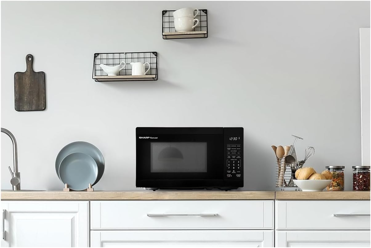 SHARP Compact Countertop Microwave Oven with Removable 10