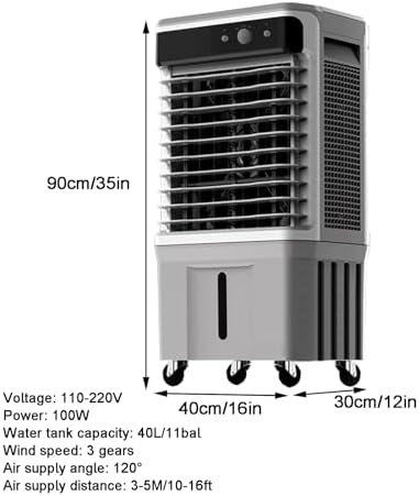 Portable Air Conditioners, Swamp Cooler, Automatically Swing the Blades 120° Left and Right, with Large Capacity Water Tank, 3 Wind Speeds, for Office, Camping(90 * 40 * 30cm/35 * 16 * 12in)