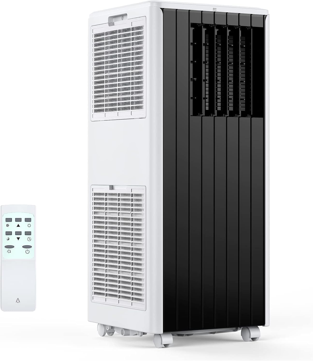 8,000 BTU Portable Air Conditioner - Cools Rooms Up to 350 Sq.Ft, Built-In Dehumidifier & Fan, Sleep Mode, Includes Remote, Filter & Window Kit, Black and White