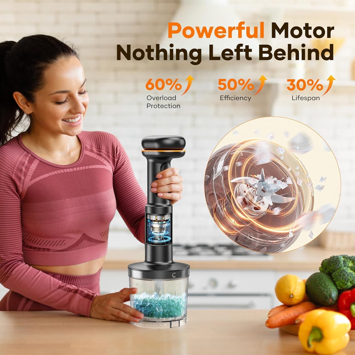 Cordless Stick Immersion Blender 5-in-1, Ritus 13000RPM Soup Blender Rechargeable Handheld Mixer For Baby Food & Smoothies, Variable Speed, Dishwasher-Safe, Mixing Beaker, Chopper, Whisk Milk Frother