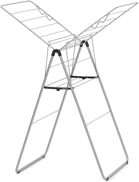 Brabantia HangOn Compact Laundry Drying Rack (49ft / Metallic Gray) Compact, Foldaway, Adjustable Indoor Stainless Steel Clothes Horse