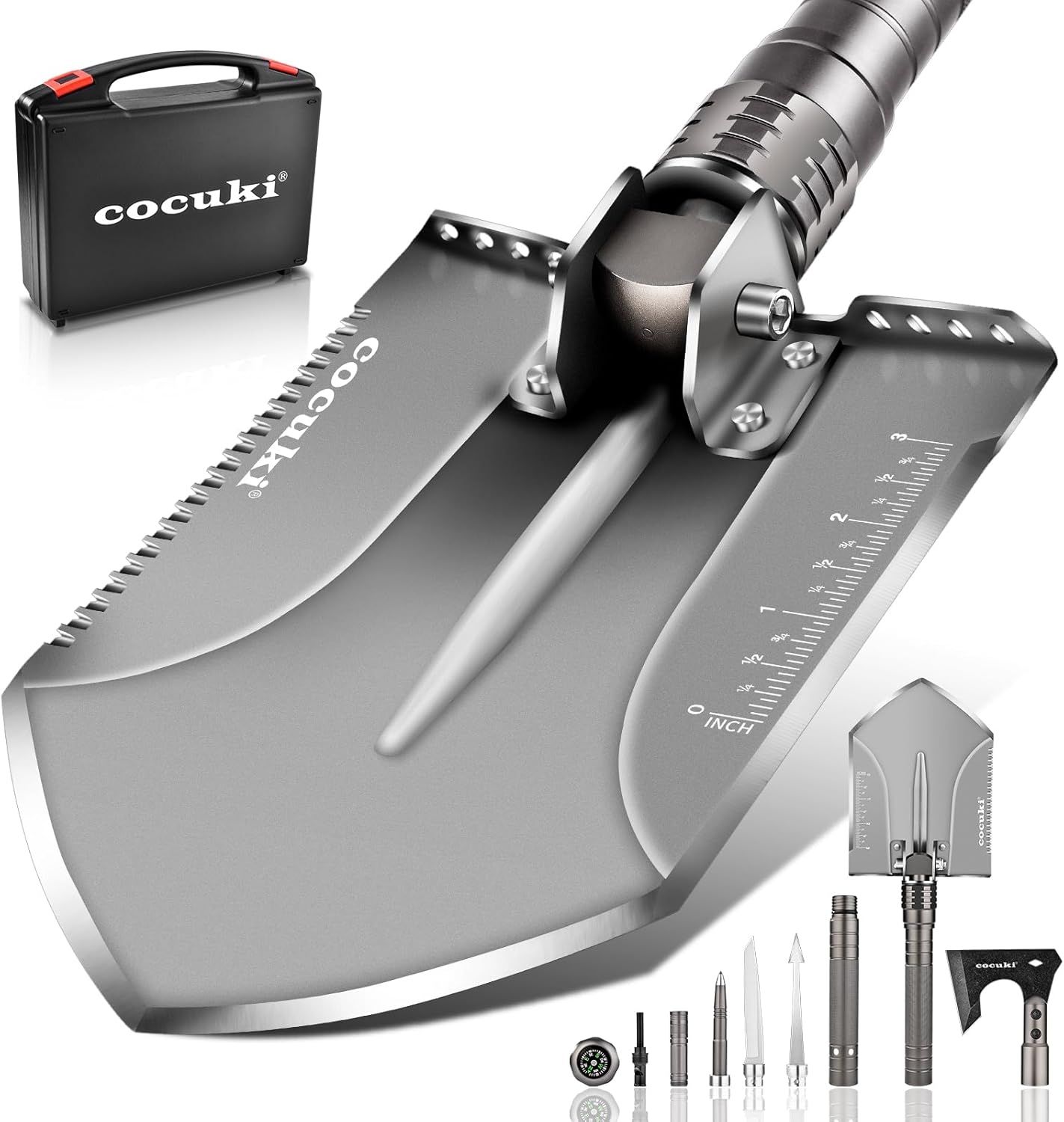 Outdoor Folding Camping Shovel Multitool Gear with High-Carbon Steel Adjustable Equipment for Men Outdoor Camping Hiking Surviving Emergency