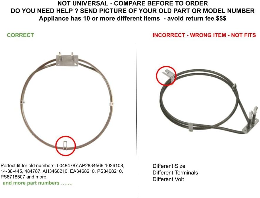 GLOB PRO SOLUTIONS AP2834569 PS8718507 EAP8718507 PD00008708 CKD2698 Oven Convection Heating Element 9
