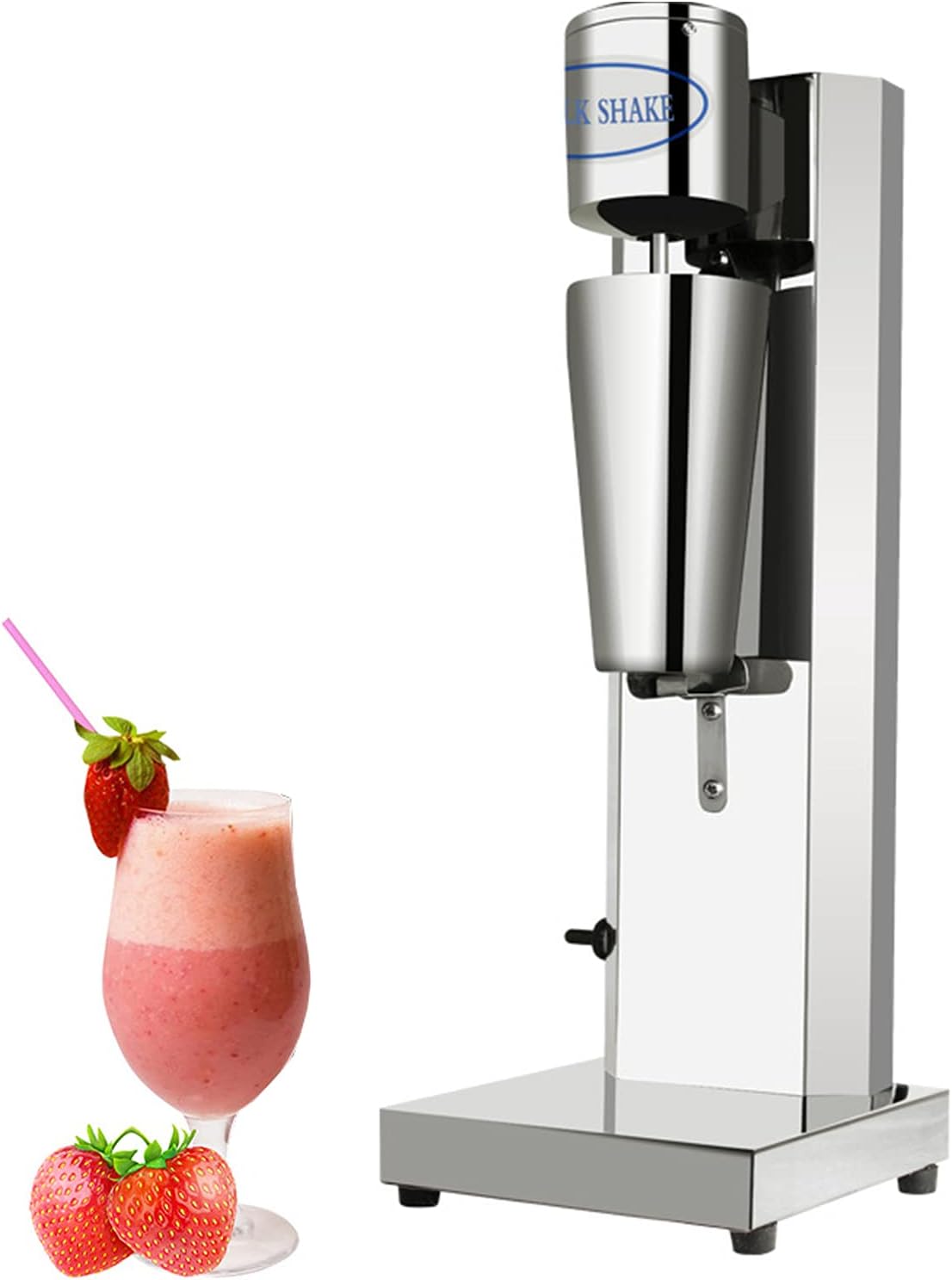800ML Commercial Milkshake Machine, 180W Single-Head Stainless Steel Electric Drink Mixer Shake Machine 2-Speed Smoothie Milk Ice Cream Blender(Silver)