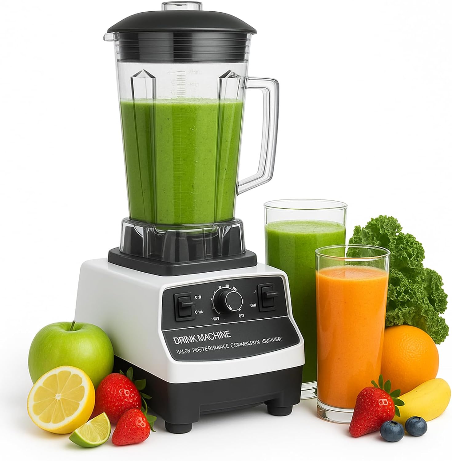 Professional Blender, 1600W Commercial Smoothie Maker for Kitchen, 2L Countertop Blender for Crushing Ice, Frozen Fruit, Soup, Juice, Milkshakes, Adjustable Speed