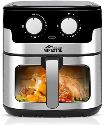 8.5QT Air Fryer, Upgraded Family Size Capacity, Visual Window, Square Basket Dials Stainless Steel Air Fryers, Reheat Leftovers, Easy Cooking for Healthier Breakfast & Dinner in Minutes