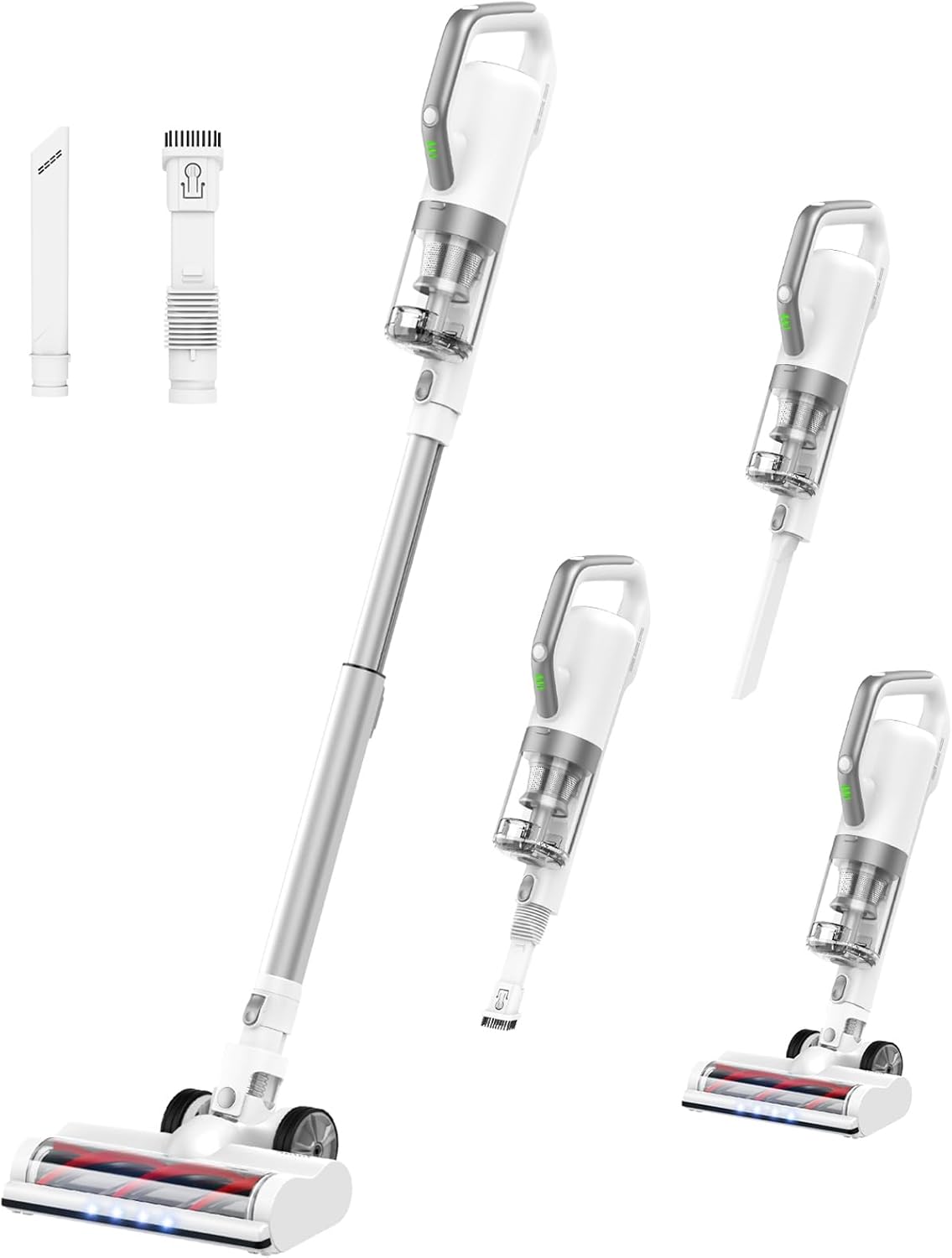 Cordless Vacuum Cleaner, 30Kpa Strong Suction Stick Vacuum Cleaner, 350W Powerful Brushless Motor, Ultra-Lightweight & Quiet Vacuum for Deep Cleaning Home Hard Floor Carpet Pet Hair, White