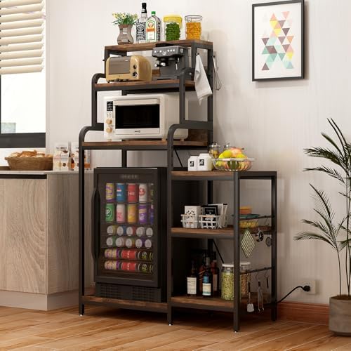 7-Tier Mini Fridge and Microwave Stand Shelf Organizer,61.6