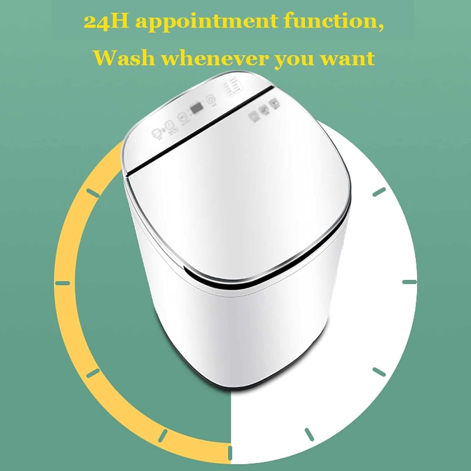 Mini Washing Machine 5.8 Kg Small Household Automatic Mute Laundry Machine Compact Elution Unit Washing Machine with 8 Washing Programs Used in Apartment Camping Dormitory (Yellow)