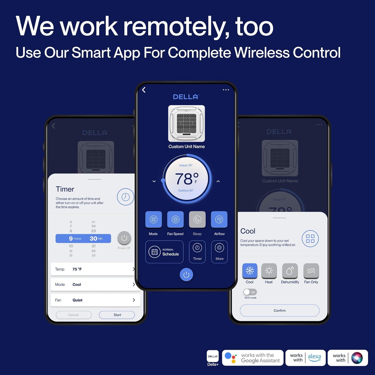 DELLA 9,500 BTU Ceiling Cassette Mini Split AC,Ultra Heat -13℉,23 SEER2 8-way 360° Airflow 230V,Energy Star,Work with Alexa,Pre-Charged Heat Pump Ductless Inverter System, Covers 400 Sq. Ft,16ft Kit