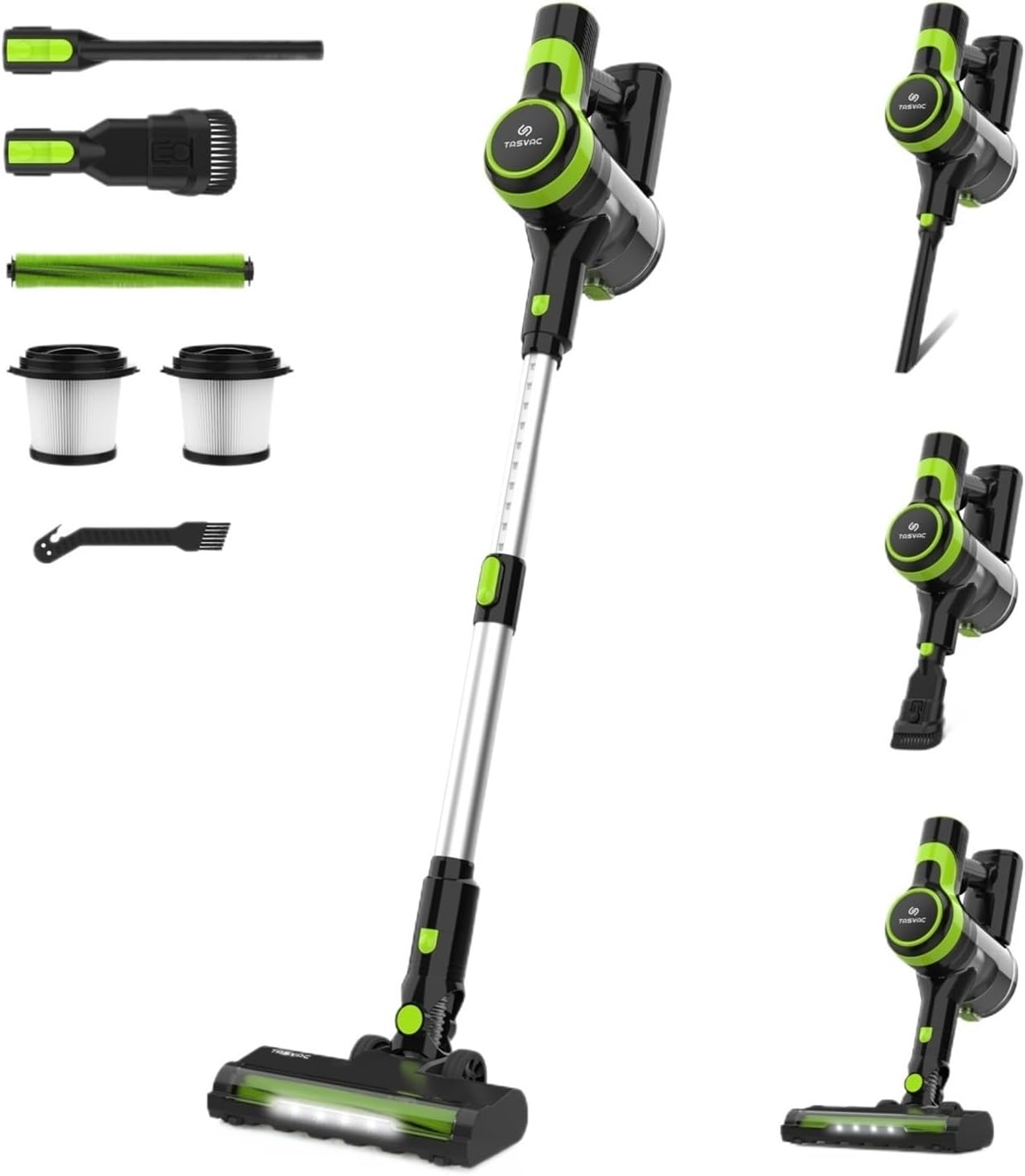 Compatible With TASVAC V60 Cordless Vacuum Cleaner, Upgraded 6-in-1 Handheld Stick Vacuum, Flexible Brush Head With LED Light, 25KPa Suction For Carpet Pet Hair Home Cleaning