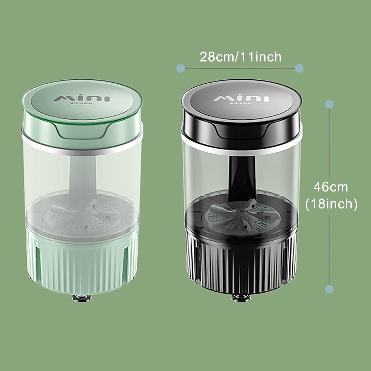 Portable Washing Machine, Mini Washer, Underwear Bucket Washing Machine, for Apartments, Dormitories, Camping, Rv (Color : Green)