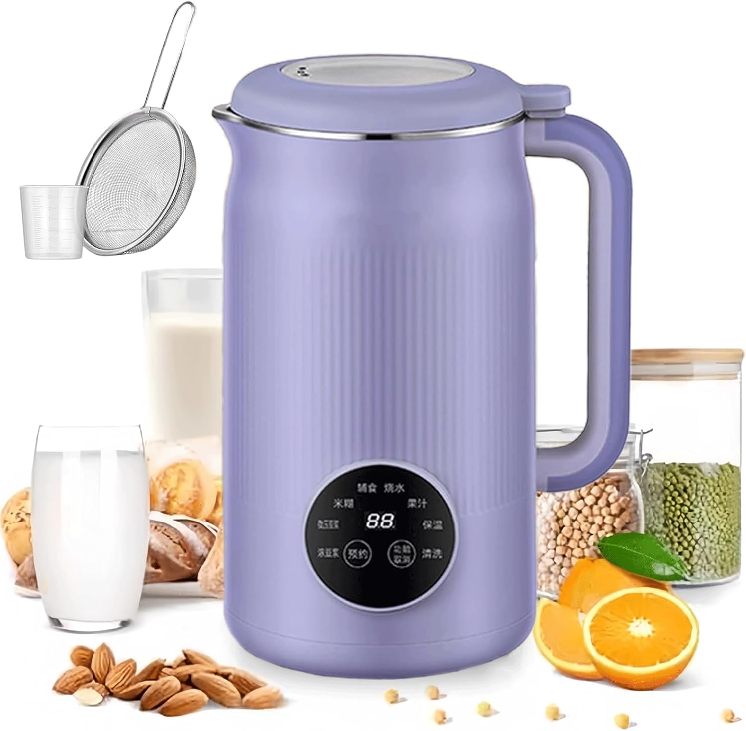 2026 Upgraded The 8-in-1 Multifunction Nut Milk & Juice Maker, 41oz Nutmilk Maker Blender, Automatic Soybean Oat Machine with Delay Start/Keep Warm/Boil Water, BPA-Free, Self-Cleaning (Purple)