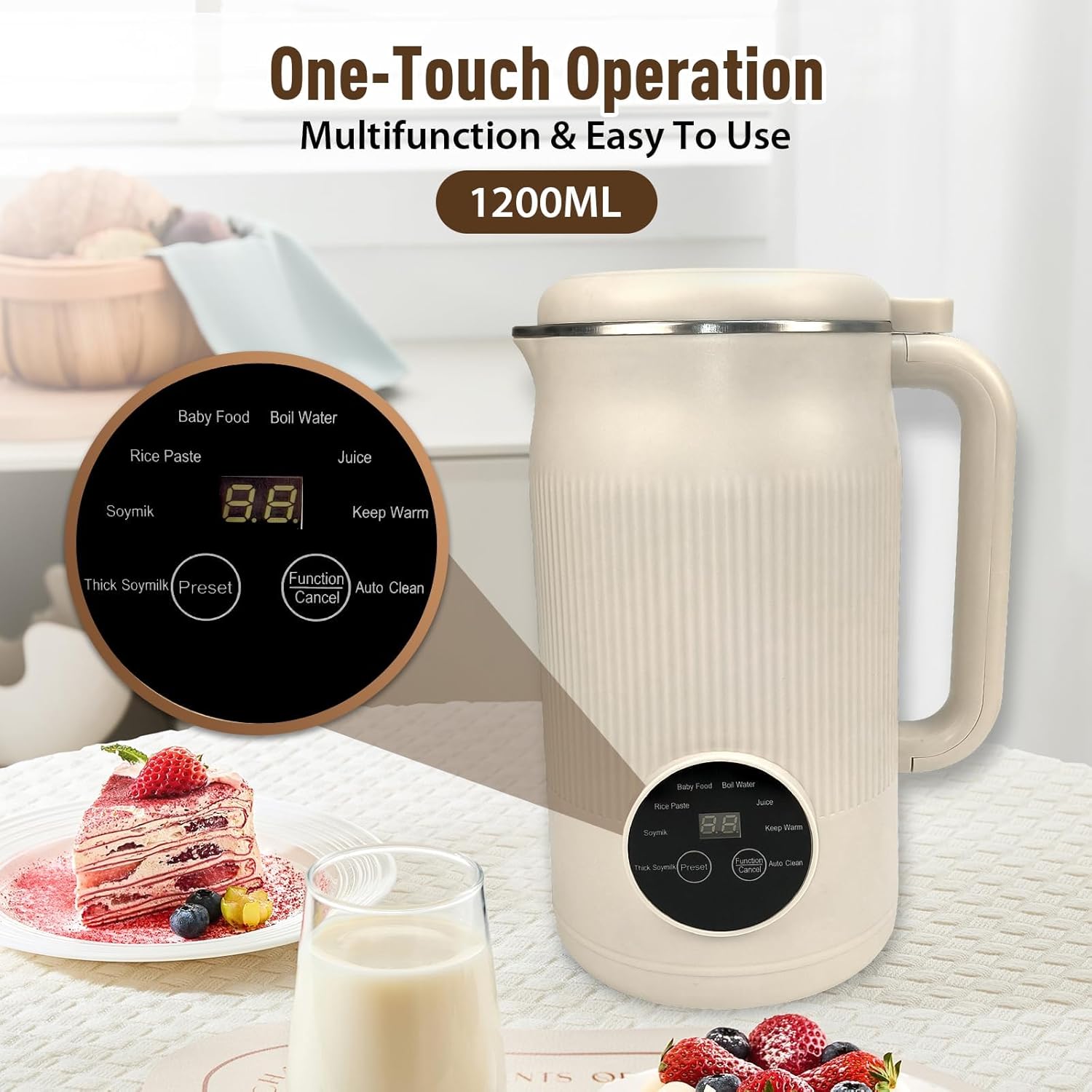 The 8-in-1 Multifunction Nut Milk & Juice Maker, 2026 Upgraded Automatic Nutmilk Maker, Eight Modes, One-Button Self-Cleaning with Timer and Keep-Warm, Suitable for Home Kitchen