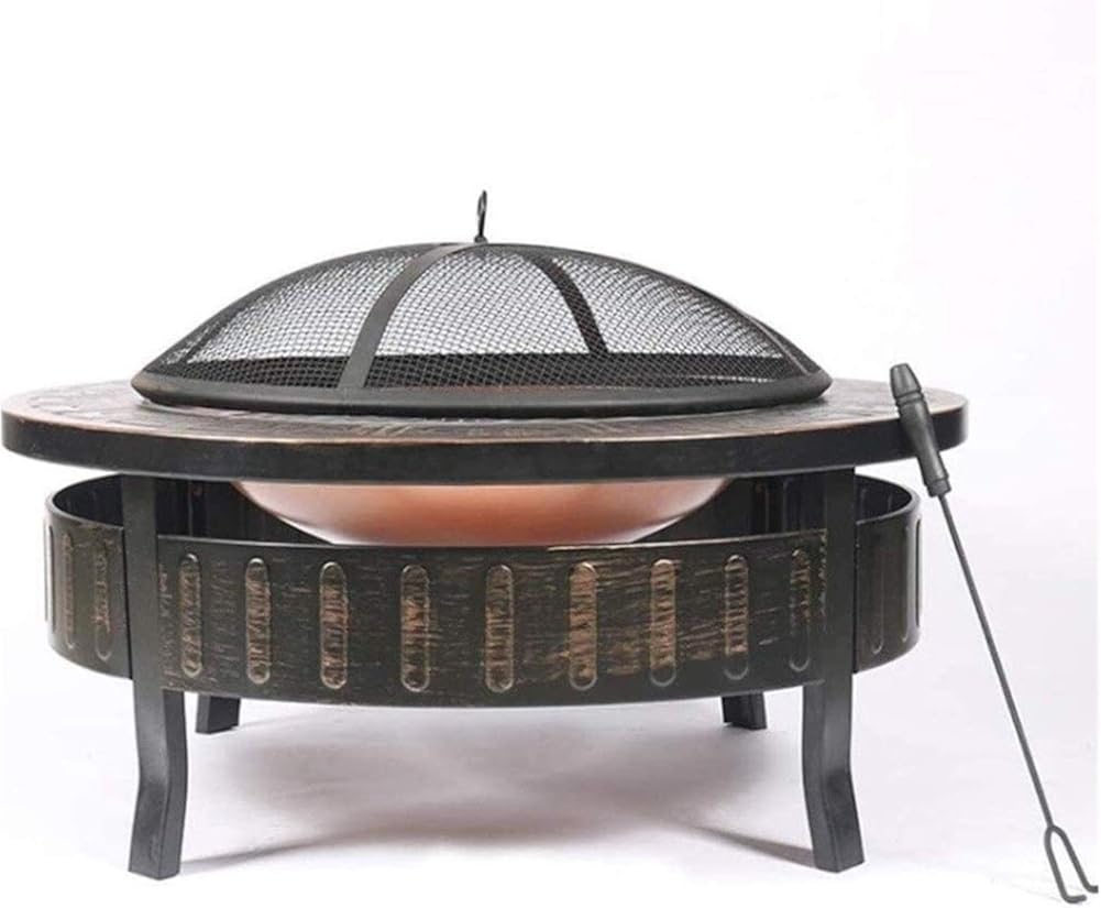 Outdoor Fire Pit Outdoor Metal Firepit Round Table Backyard Patio Garden Stove with Spark Screen
