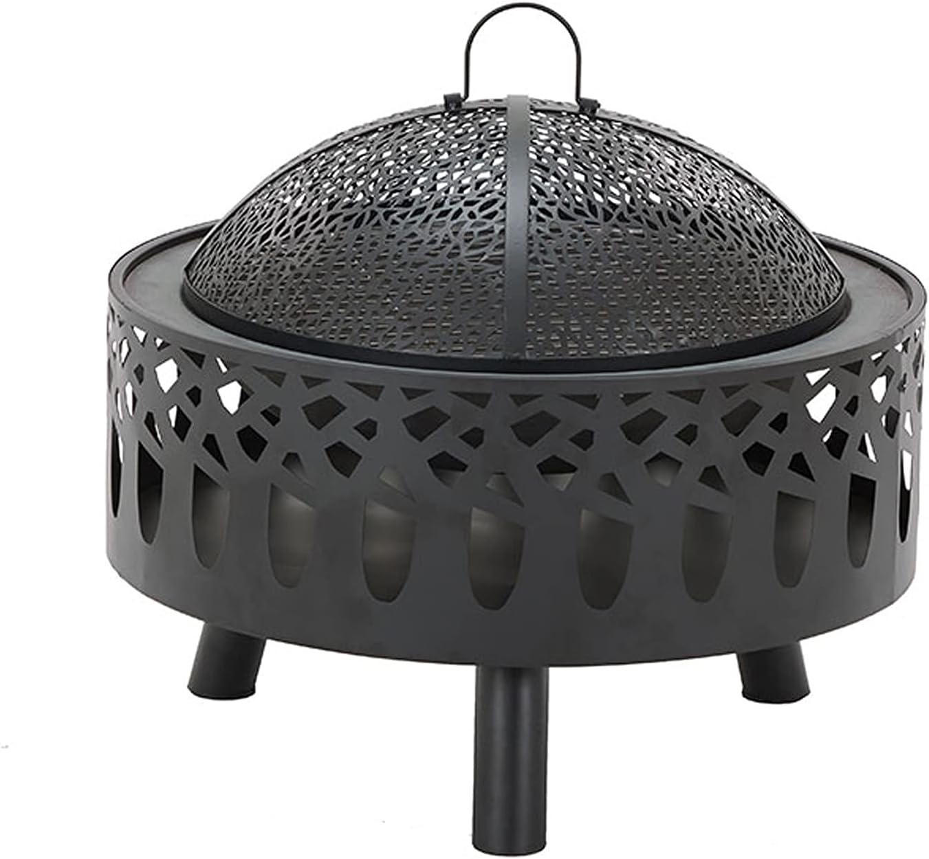 Outdoor Fire Pit,Metal Wood Burning Fire Bowl with Poker/Charcoal Grid/Mesh Cover,Garden Patio Heater BBQ Grill Camping Bonfire