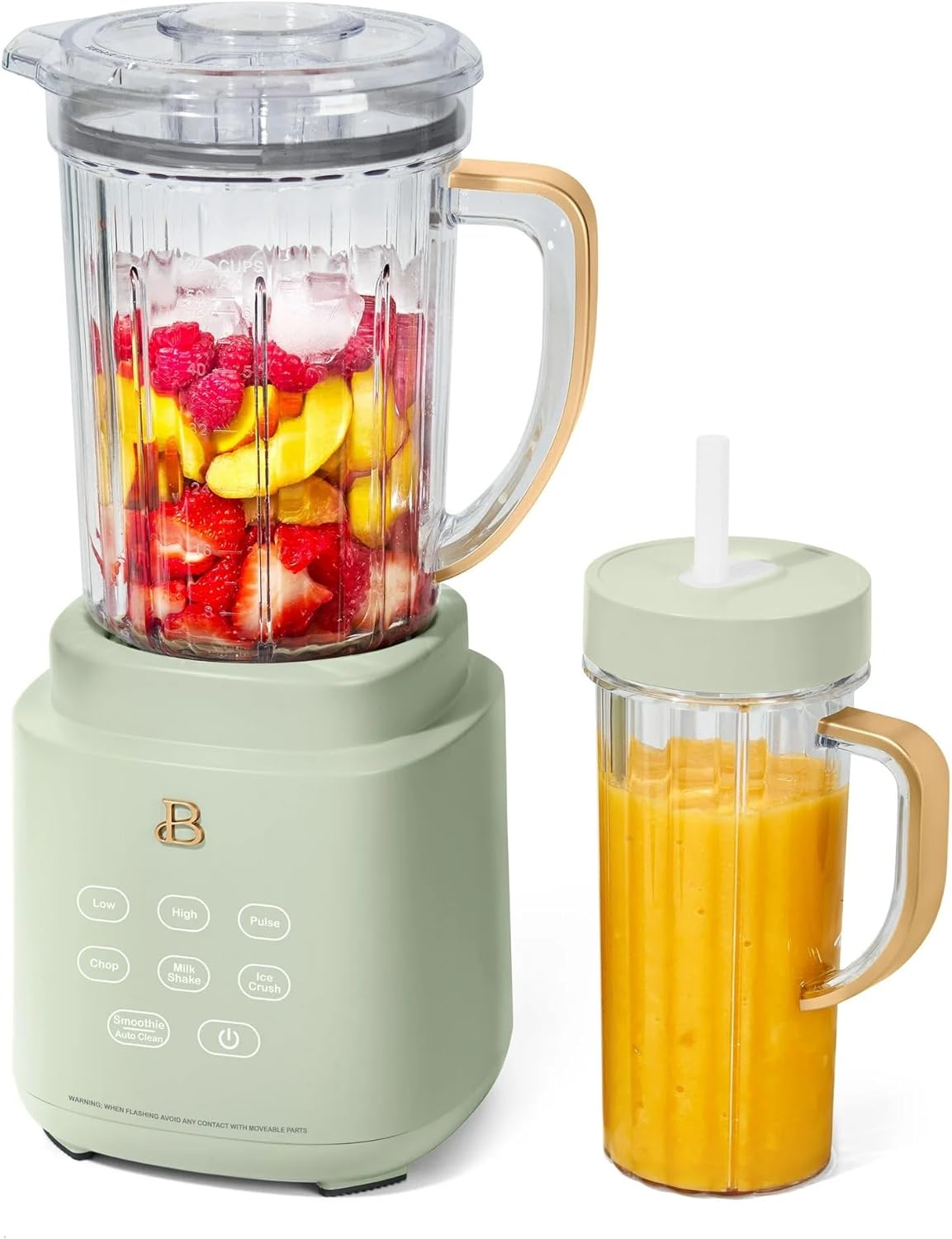 PowerExact Blender System by Drew Barymorre, 700-Watt, PrecisionSense™ Tech, 3 Speeds, 4 Presets, 50oz Tritan Jar + 20oz Cup, Touch Display, Ice Crush & Smoothie (Sage Green)