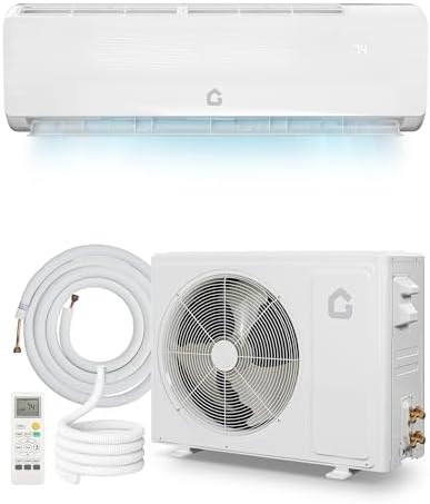 9000 BTU Mini Split Air Conditioner Heat Pump System,19 SEER2 115 v Inverter Ductless AC Cools Up to 450 Sq, Remote Control & Installation Kit,Energy Efficient for Bedroom,White