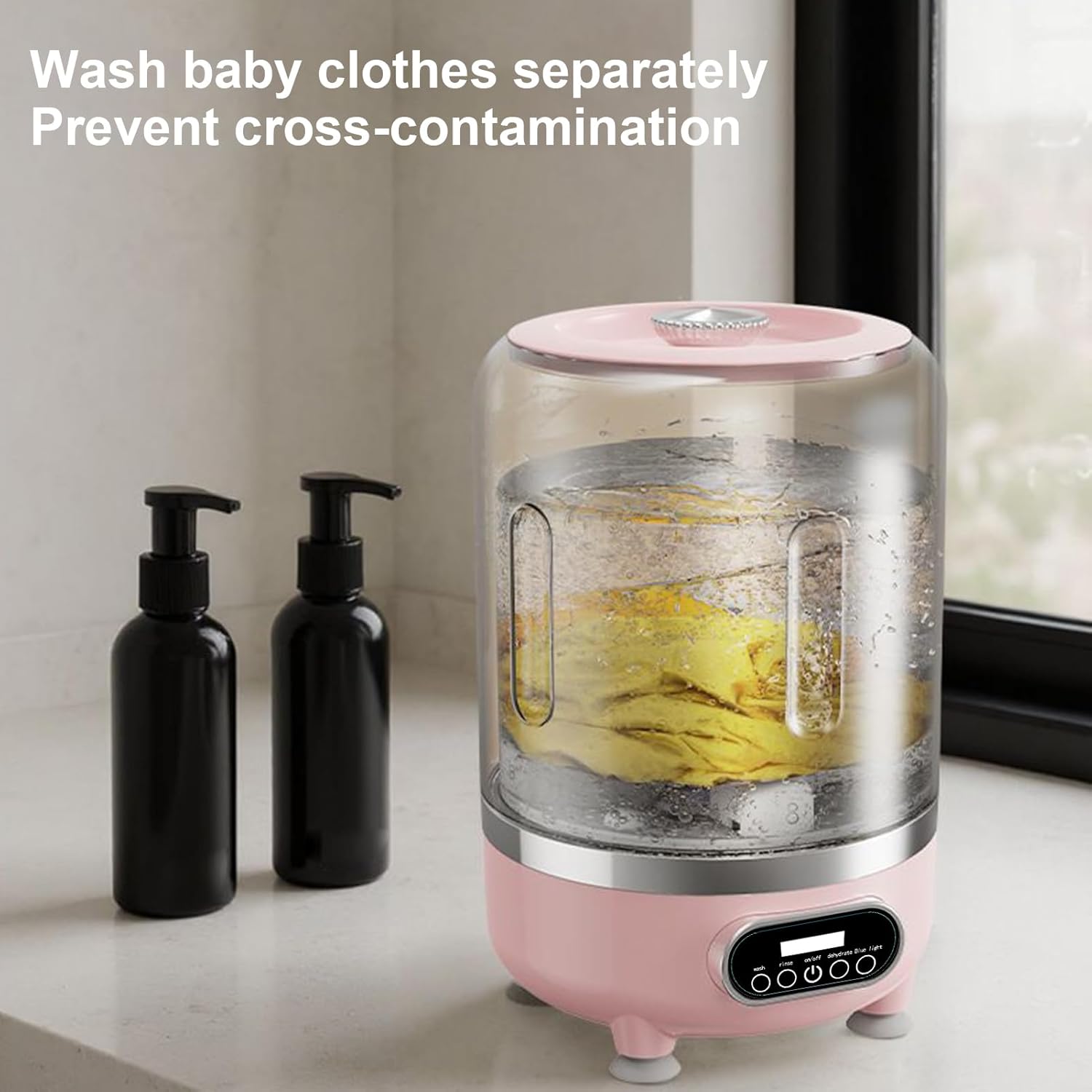 Portable Washing Machine - 25.5x15cm colapsiblle Washing Machine | Mini Laundry Machines Spin Basket | Foldable Washer Dryer | Travel Camping Bathroom Baby Clothes Socks T Shirt Underpants