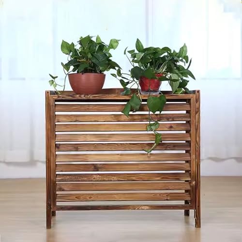 Air Conditioner Cover Condenser Wood Panel Covers For Outside Air Conditioner Louvered Cover For Air Conditioner Unit Outside, Suitable Outdoor Air Conditioner ( Color : Carbonized color , Size : 105*