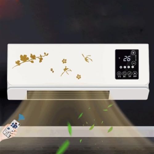 Space Heater 2000W Wall Mounted Air Cooler Conditioner Heater Fan Heating Cooling Room Bathroom Waterproof Remote Timing Air Conditioning Fan Electric Heaters(Grey) (Grey 2000W)