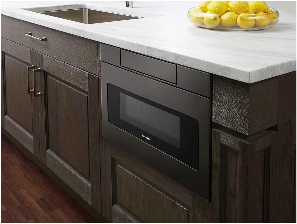 SHARP SMD2470AH Microwave Drawer Oven, 24-inch, 1.2 Cubic Feet, 950 Watt, Concealed Control Panel with Digital LCD Display, Black Stainless Steel