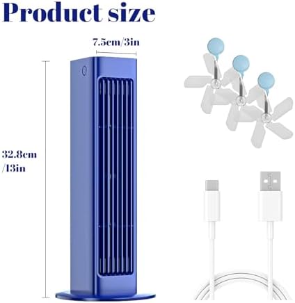 Portable Kitchen Cooling Air Conditioner, 3 Speeds with Air Conditioner Wind Deflector, Turbo Compression Cooling, USB Rechargeable Suitable for Kitchen, Bedroom and Living Room (blue)
