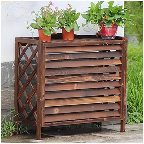 Outdoor Air Conditioner Unit Flower Stand Fence Screen to Hide Air Conditioner, Wooden Privacy Screen Decorative, Pool Equipment Trash Can Enclosure Ac Fence for Outside Unit(105x47x100cm)