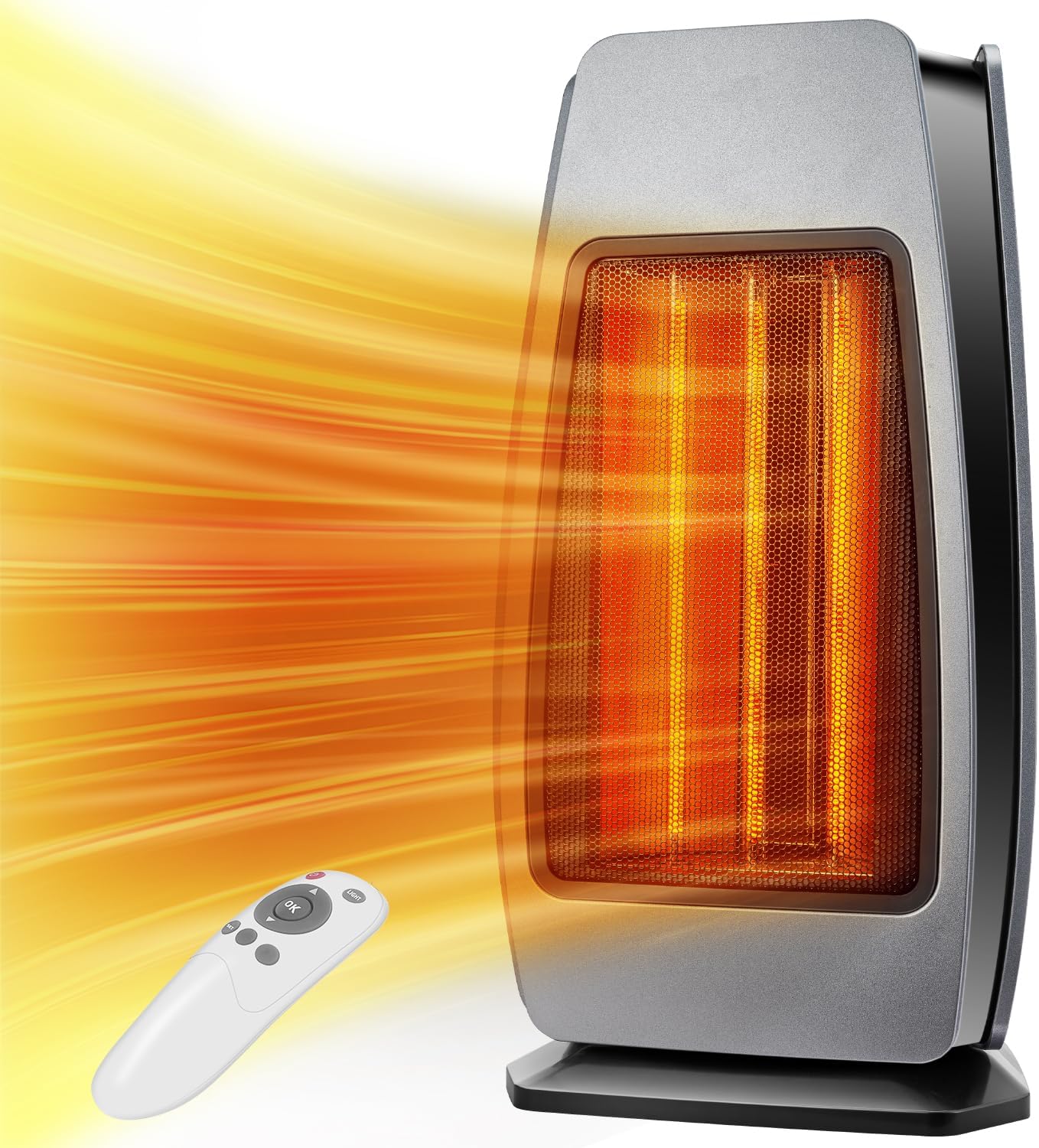 Infrared Space Heaters for Indoor Use, 1500W Electric & Portable Room Heaters with Thermostat, 4 Modes, 24H Timer, 70° Oscillating Electric Space Heater with Remote, Safe for Large Room Use