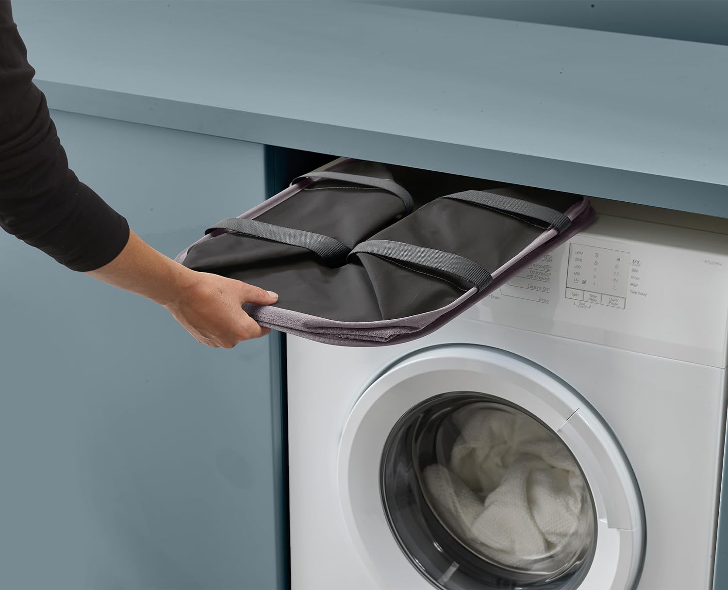 Joseph Joseph Hold-All Max Collapsible 55L/14.5 Gallon Washing Laundry Basket Bag, Durable Fabric, Moisture Resistant, Grey