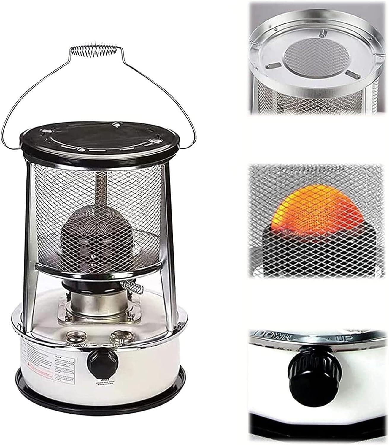Kerosene Stove Heaters For Indoor Use Mobile Heater 4.6L/6L Convection Oil Heaters Non Electric Cooking Stove For Outdoor Camping(White (6L))