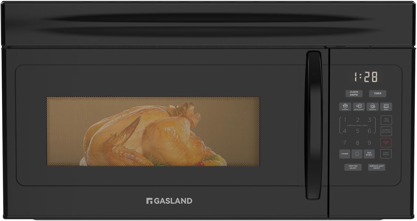 GASLAND 30 Inch Over the Range Microwave Oven, 1.7 Cu.ft Over Stove Microwave, 1000W with 10 Power Levels, Sensor Cooking, One Touch Cooking, 300 CFM, LED Lights, Black Microwave for Kitchen