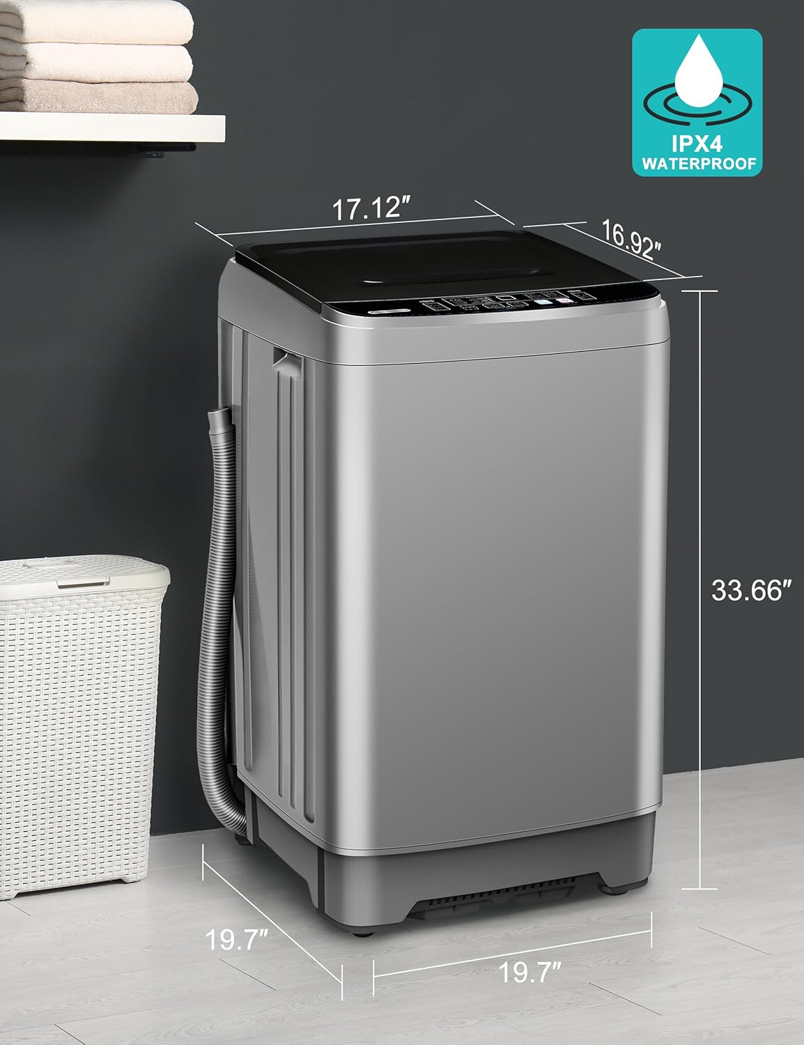 Portable Washing Machine - Compact 2.0 Cu.ft Portable Washer, Full-Automatic Top Loader for Space Saving, Ideal for Apartments, Homes, and Dorms, 10 Wash Cycles, Low Noise, IPX4 with Drain Pump
