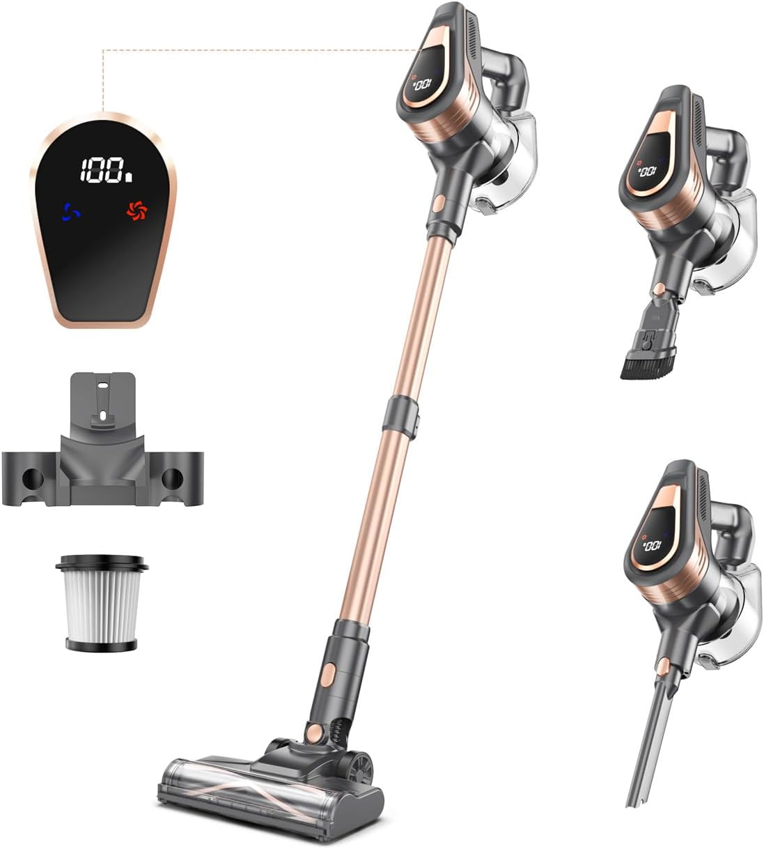 N16 Cordless Vacuum Cleaner, Lightweight Vacuum Cleaners for Home with Powerful Suction, 2600mAh Battery with 45 Mins Runtime, Rechargeable Stick Vacuum Cordless for Hardwood Floor Carpet Pet Hair