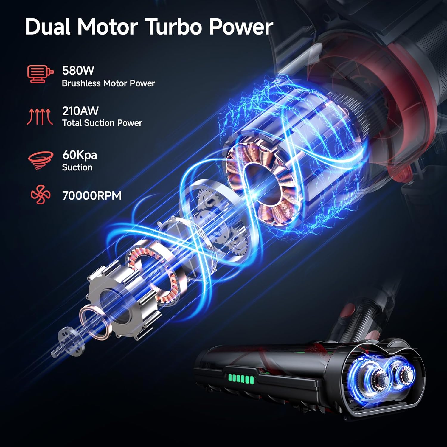 VC2 Cordless Vacuum Cleaner and Replacement Floor Brush