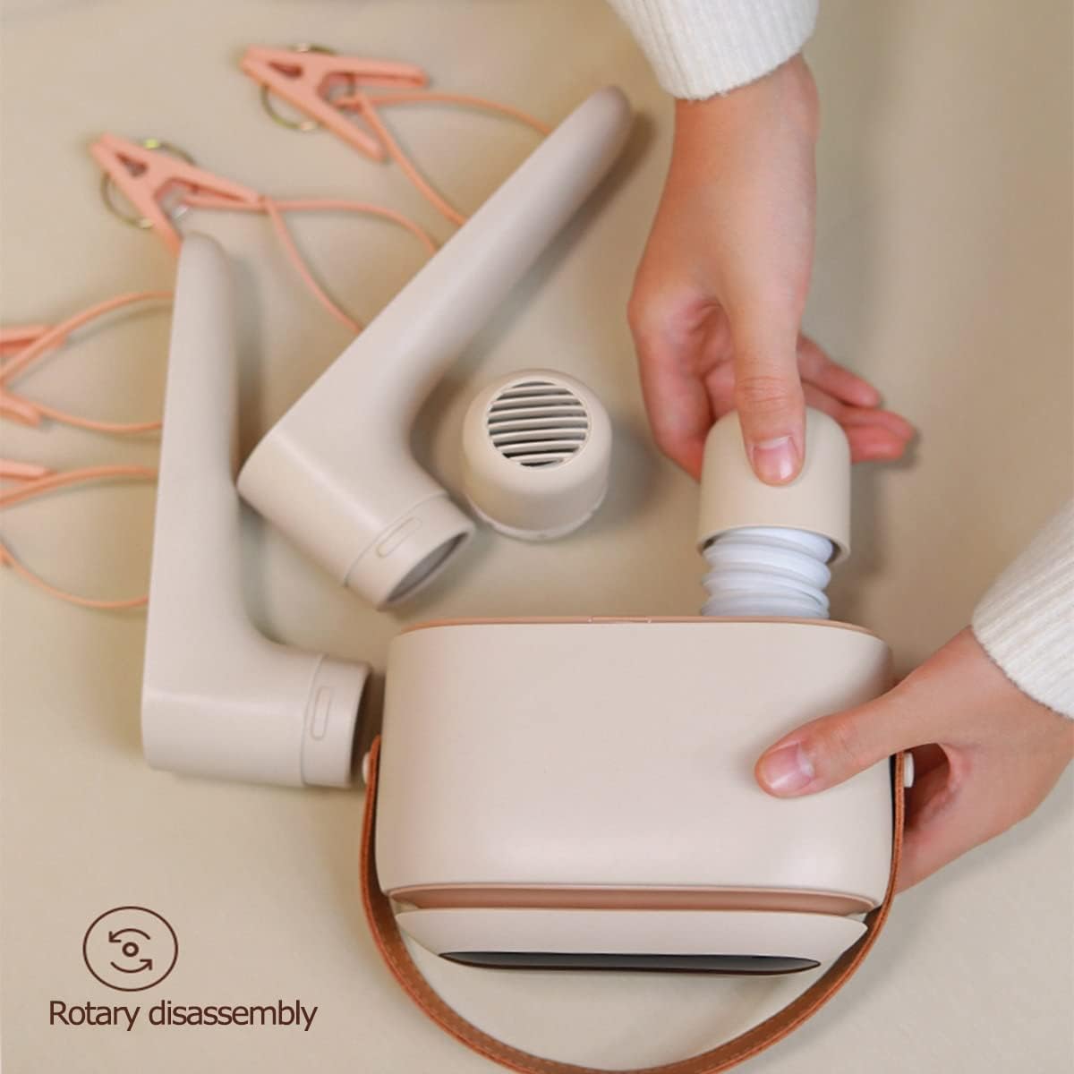 Mini Electric Clothes Drying Rack,Low Noise Clothes Dryer,Portable Dry Machine, Fast Dryer,for Clothes Shoes (Color : Pink)