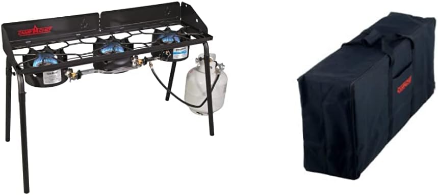 Camp Chef Explorer 3X Three-Burner Stove, Cooking Surface 14 in. x 49 in. & Carry Bag for Three-Burner Stoves
