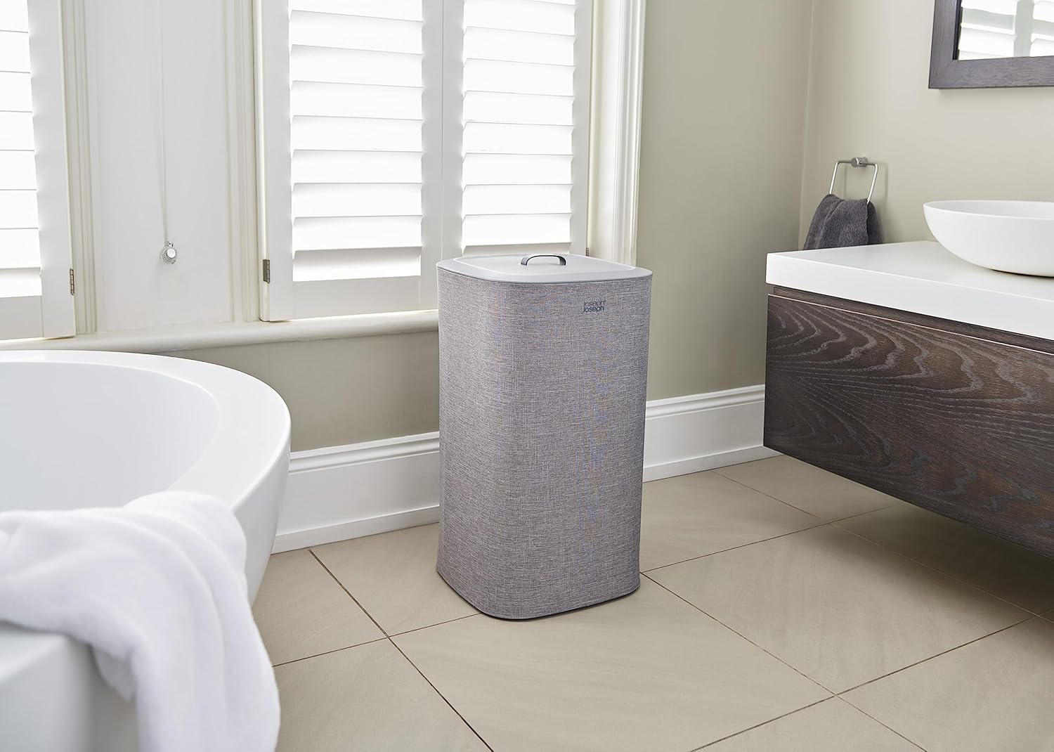 Joseph Joseph Laundry 2 piece set - Hold-All 35L/9.2 Gallon collapsible Washing Basket and Tota 60L/15.8 Laundry Separation Hamper with 2 removeable bags - Gray