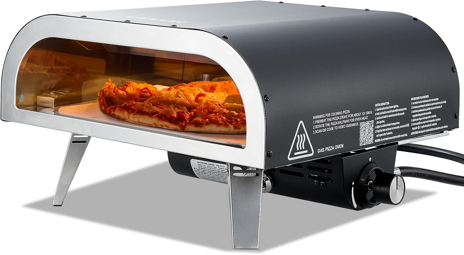 VEVOR Propane Outdoor Pizza Oven, 12 Inch Gas Pizza Maker, Portable Pizza Cooker with Thickened Pizza-Stone, Carry Bag, 3 Layers Pizza-Oven for Outside Backyard Patio Camping, Black
