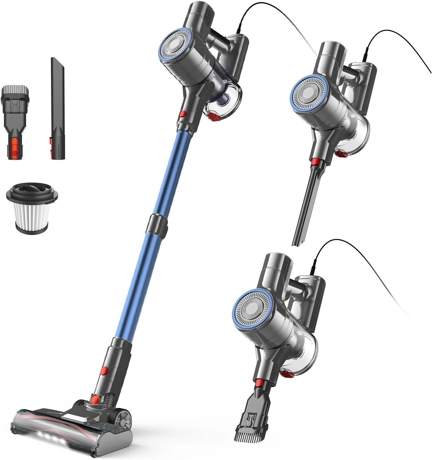 I8 Corded Vacuum Cleaner | 600W 23KPa Strong Suction | 6-in-1 Stick & Handheld | Compatible With INSE For Hard Floor & Car​ ​(Red)