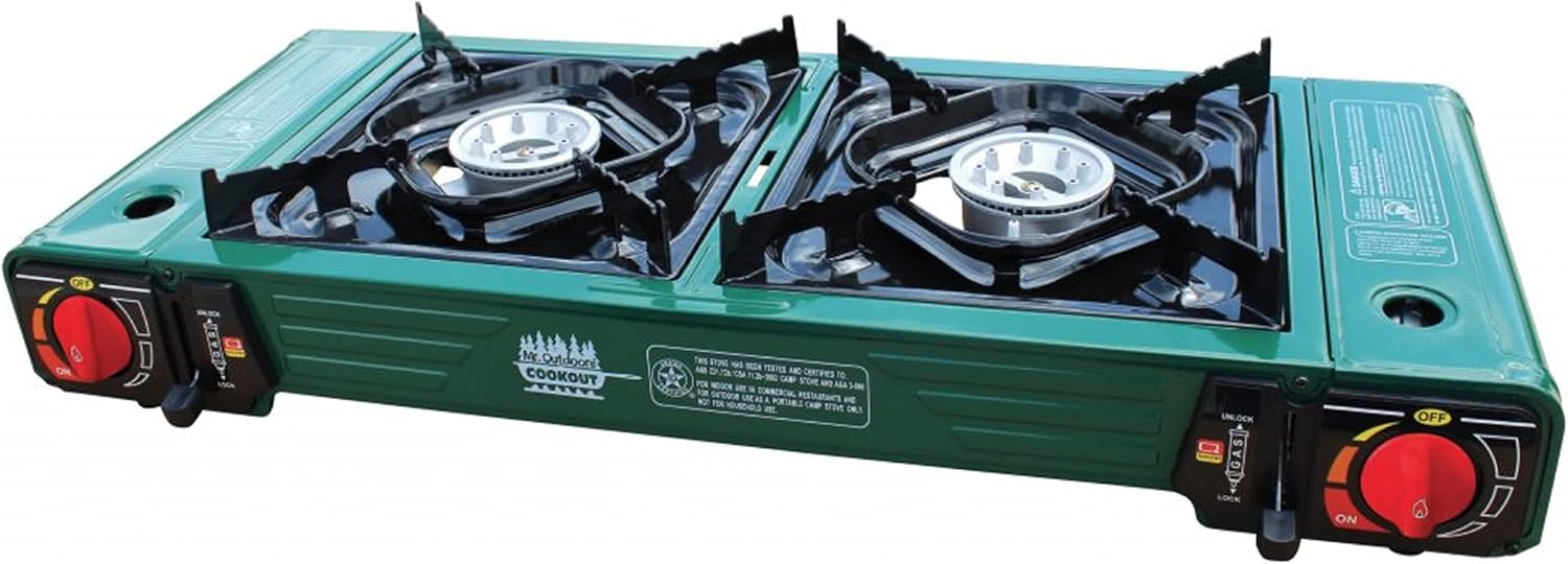 King Kooker Mr. Outdoors Cookout Model # MOC24S Double Butane Stove with Carry Bag, Green, Xlarge