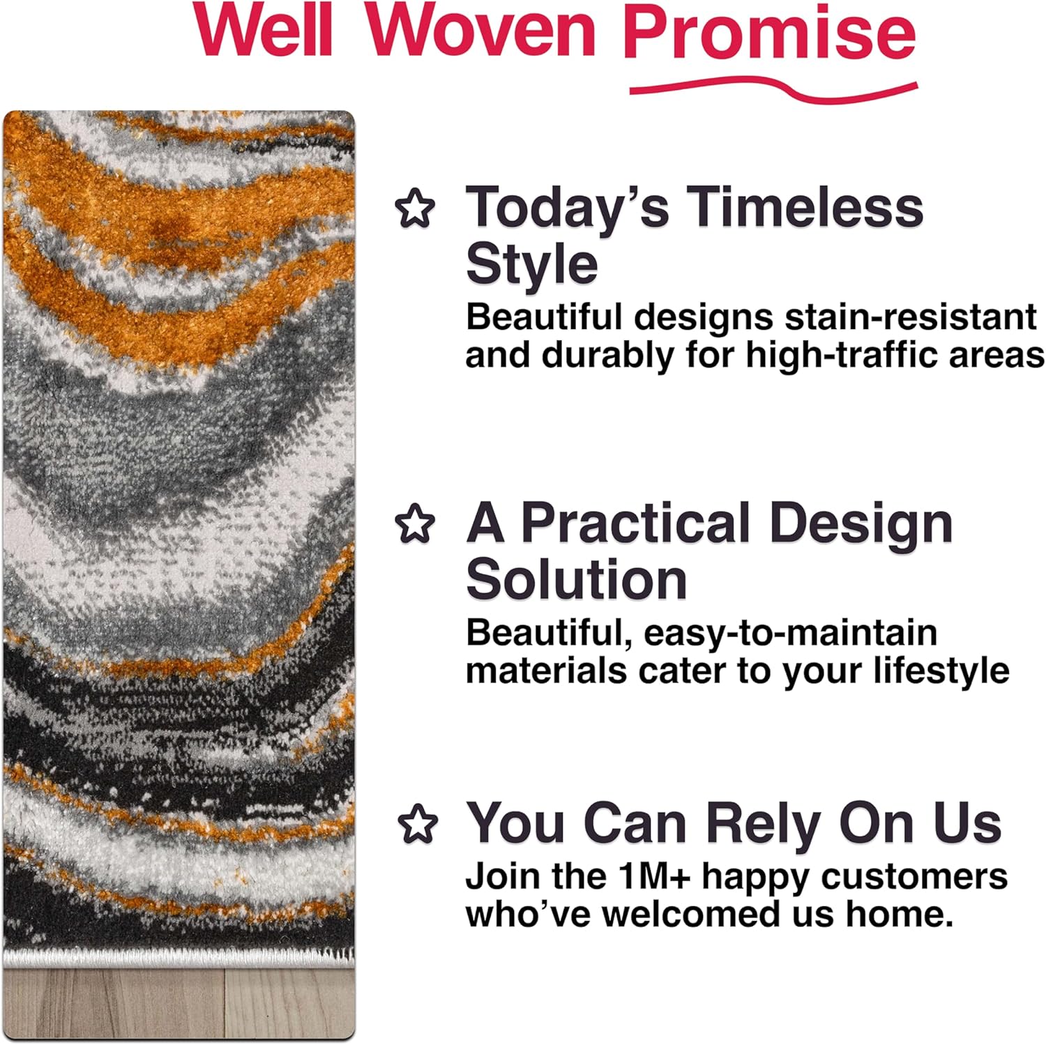 Well Woven Werrick Grey & Gold Striated Marble Pattern Area Rug 9'3