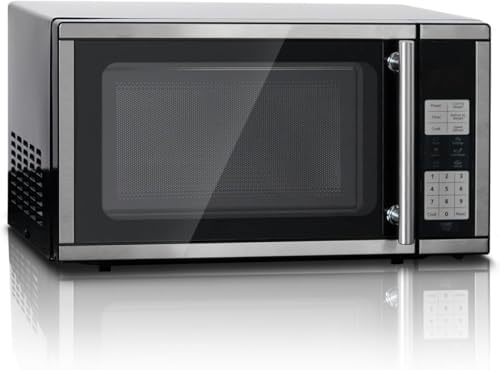 Microwave Ovens Countertop 0.7 Cu.Ft, 700W Small Microwave with 10 power levels, 6 Auto-Cook Programs in Smudge-Proof Stainless Steel, LED Display, Child Lock